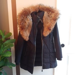 Rudsak Moda Down Puffer bomber jacket with full fur hood - Black